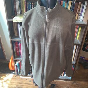 Columbia gorpcore mens L tan fleece full zip outdoorsy jacket